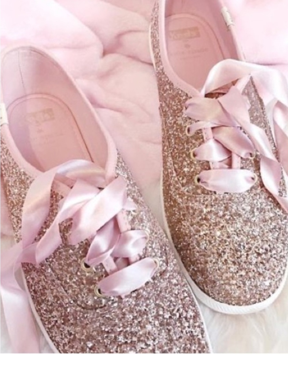 Kate Spade X KEDS NY Champion Pink Glitter Lace Up Sneakers